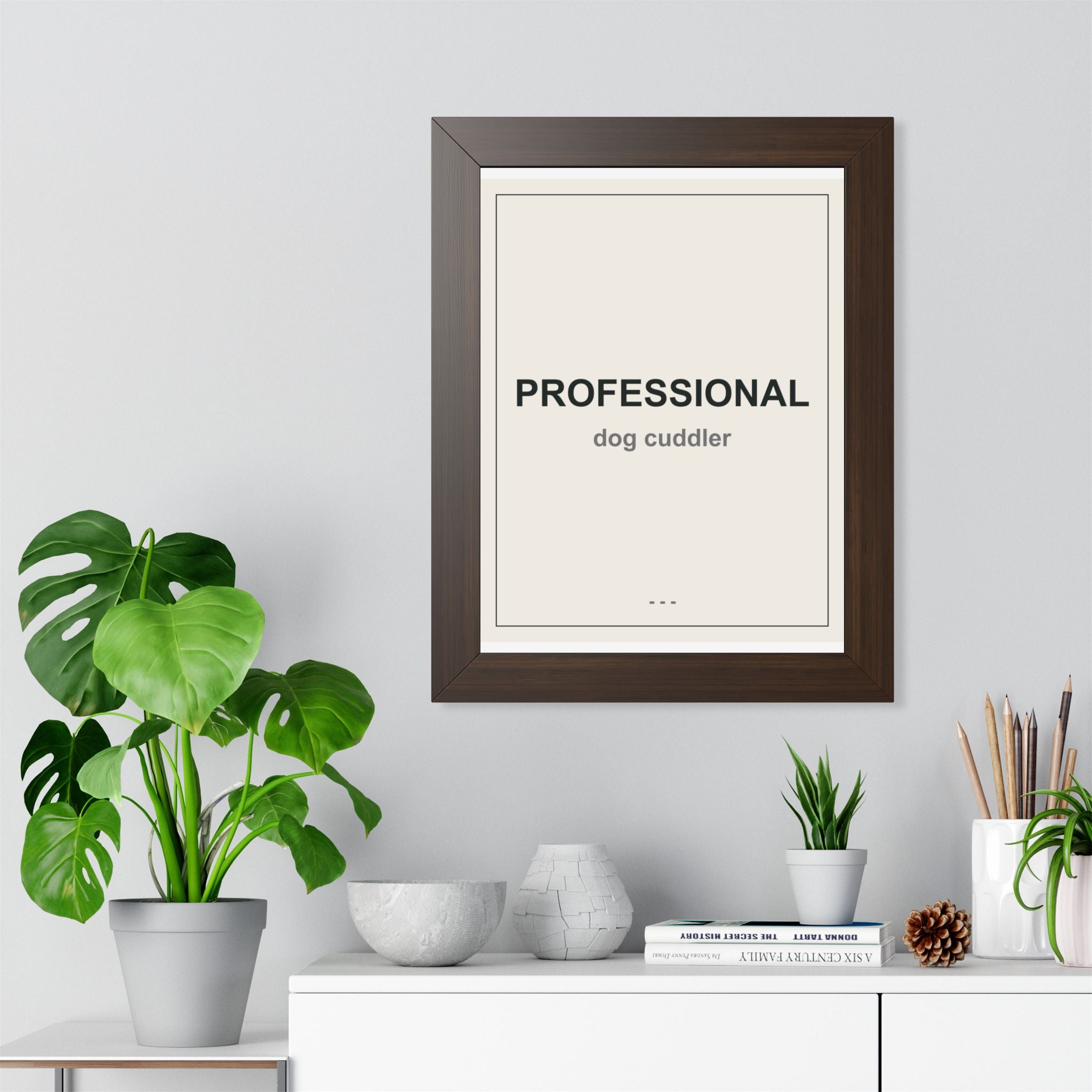 Professional Dog Cuddler Framed Vertical Poster - Premium Dog Lover Wall Art