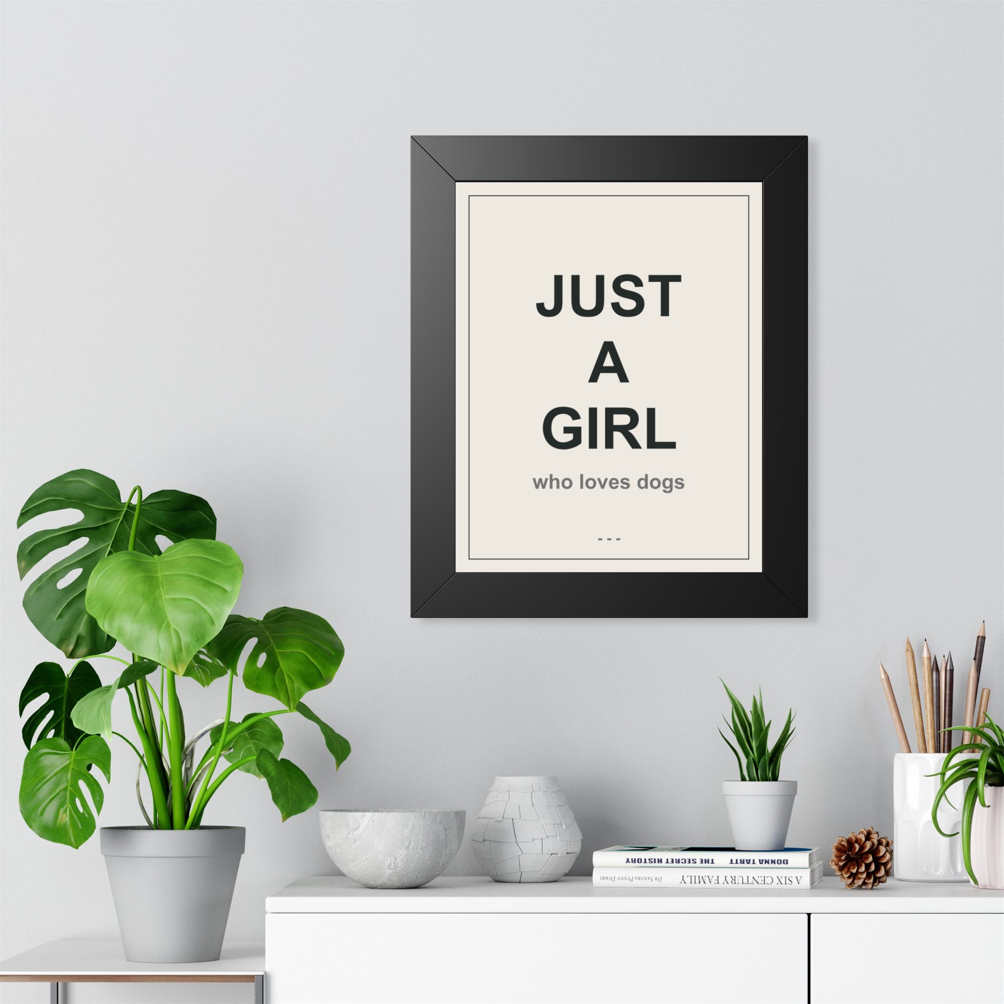 Just a Girl Who Loves Dogs Framed Vertical Poster - Premium Gift for Her