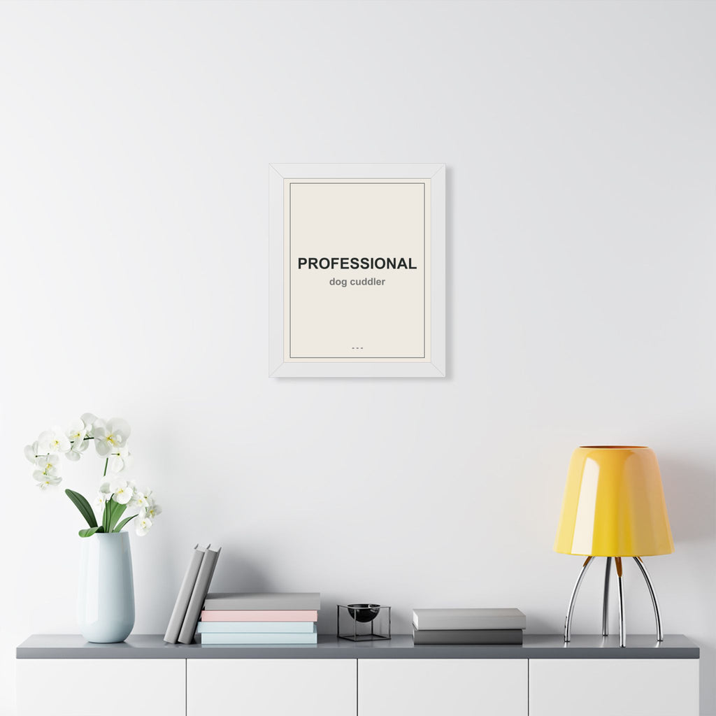 Professional Dog Cuddler Framed Vertical Poster - Premium Dog Lover Wall Art