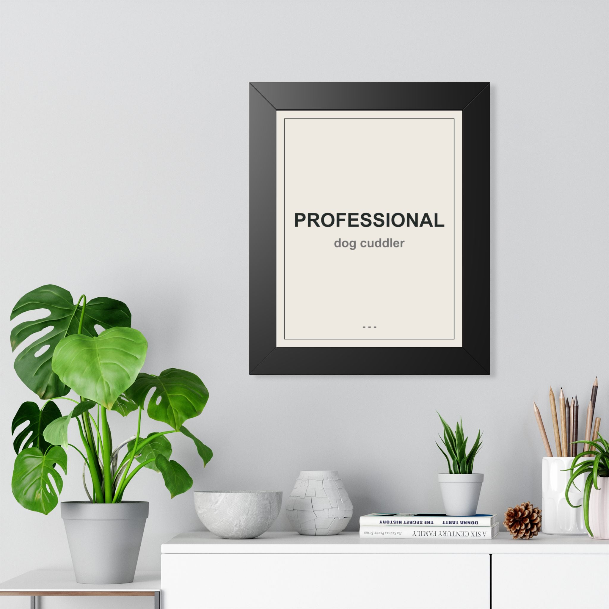 Professional Dog Cuddler Framed Vertical Poster - Premium Dog Lover Wall Art