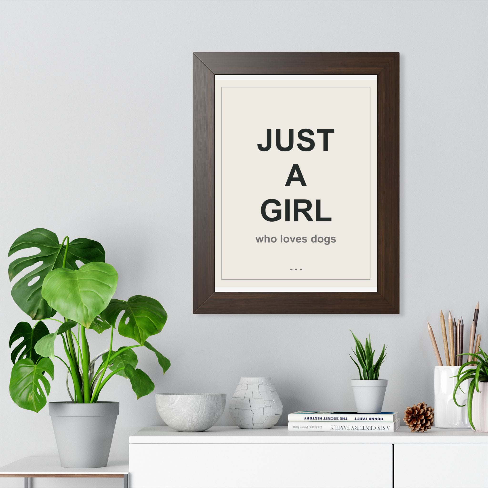 Just a Girl Who Loves Dogs Framed Vertical Poster - Premium Gift for Her