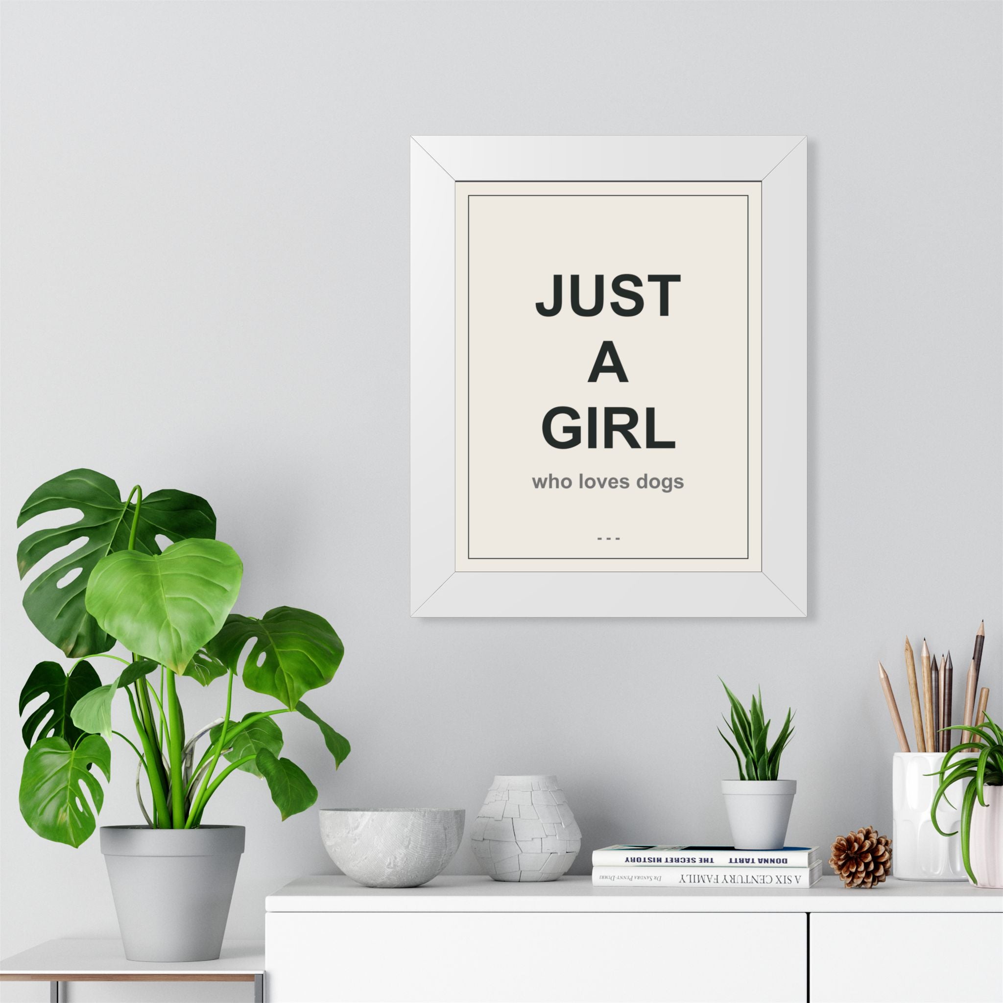 Just a Girl Who Loves Dogs Framed Vertical Poster - Premium Gift for Her